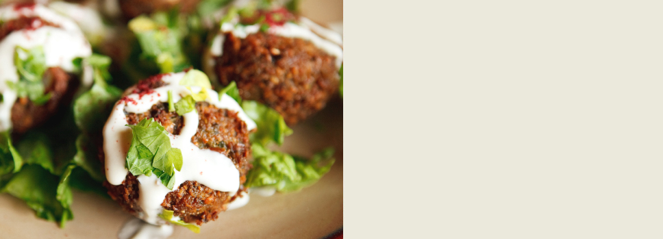 <h2>Falafel - Unsere Spezialität, hausgemacht!</h2>Falafel in Fladenbrot: 3€<br>Falafelteller: 4€<br>Falafel Pizza: 7€